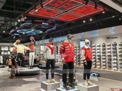 Red Basketball Sportswear Mannequin and Shoe Wall Display