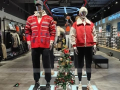 Red Basketball Sportswear Mannequin and Shoe Wall Display