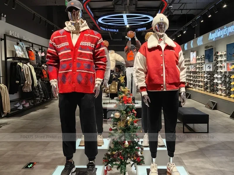 Red Basketball Sportswear Mannequin and Shoe Wall Display