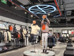 Red Basketball Sportswear Mannequin and Shoe Wall Display