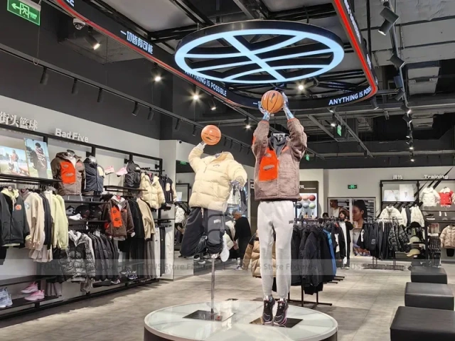 Red Basketball Sportswear Mannequin and Shoe Wall Display