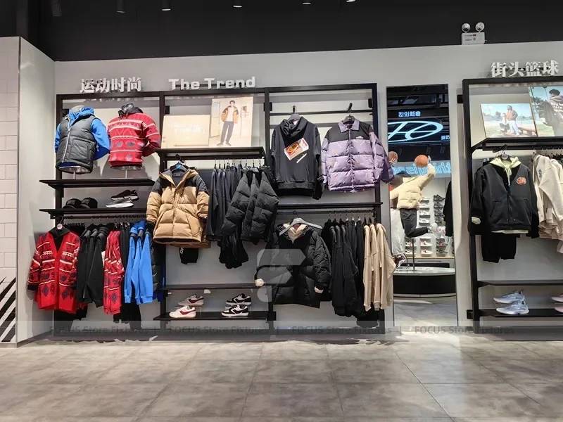 Red Basketball Sportswear Mannequin and Shoe Wall Display