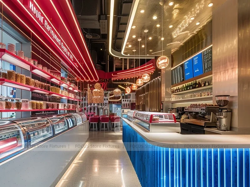 Red Blue Beverage Bar Layout
