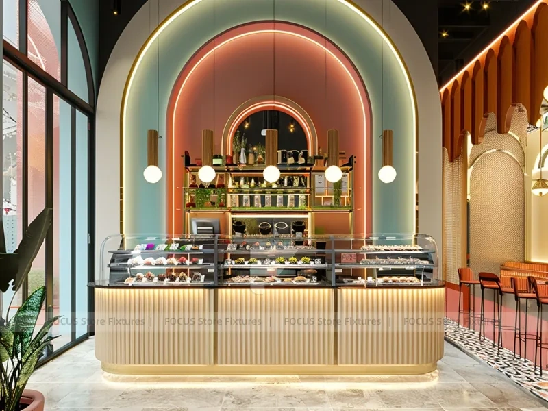 Red Blue Beverage Bar Layout