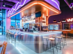 Red Blue Beverage Bar Layout