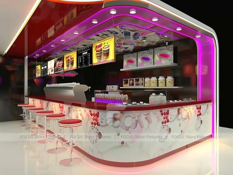 Red Blue Beverage Bar Seating Layout