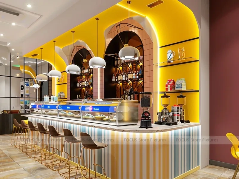 Red Blue Beverage Lounge Counter