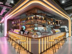 Red Blue Neon Beverage Bar Layout