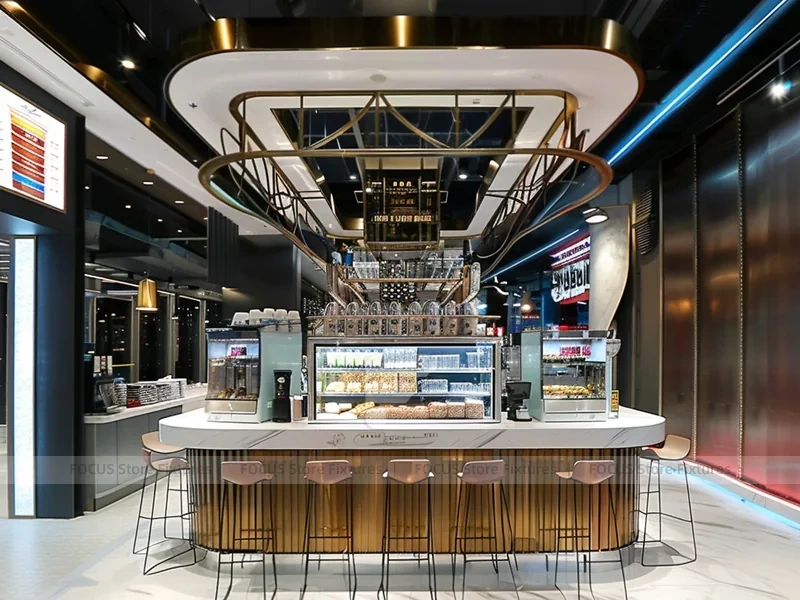 Red Neon Beverage Bar Seating Layout