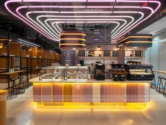 Red Neon Beverage Bar Seating Layout