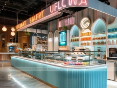 Red Neon Beverage Bar Seating Layout