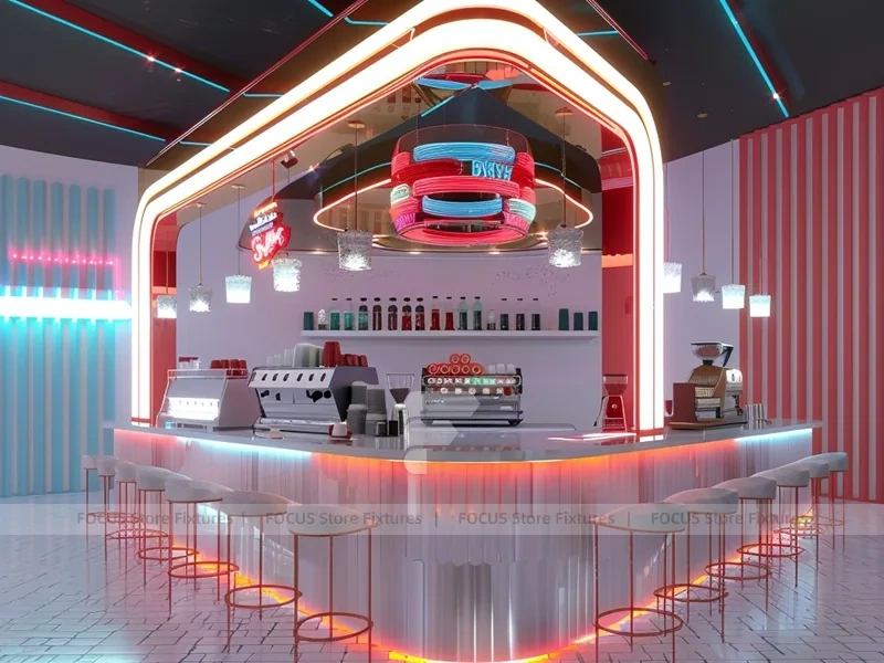 Red White Beverage Arch Counter
