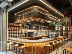 Red White Beverage Arch Counter
