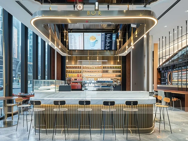 Red White Beverage Circular Back Bar