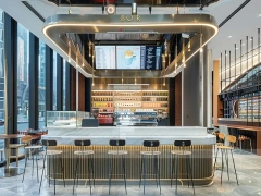 Red White Beverage Circular Back Bar