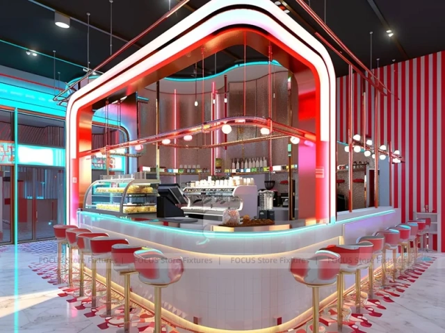 Red White Beverage Glass Corner Counter