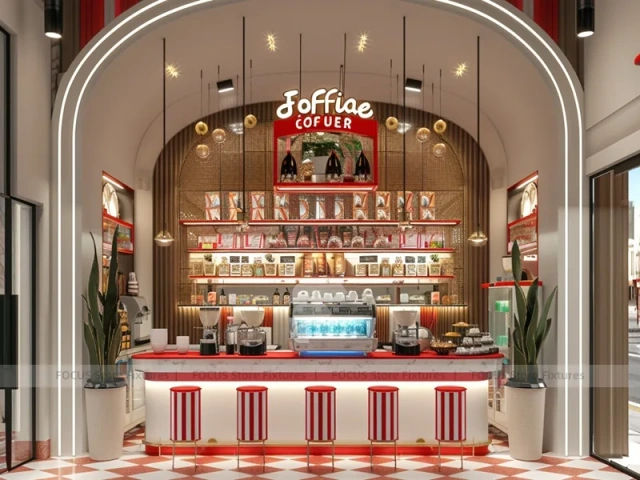 Red White Beverage Glass Corner Counter