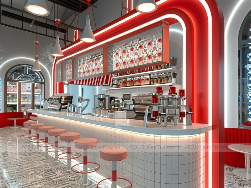 Red White Beverage Wall Counter