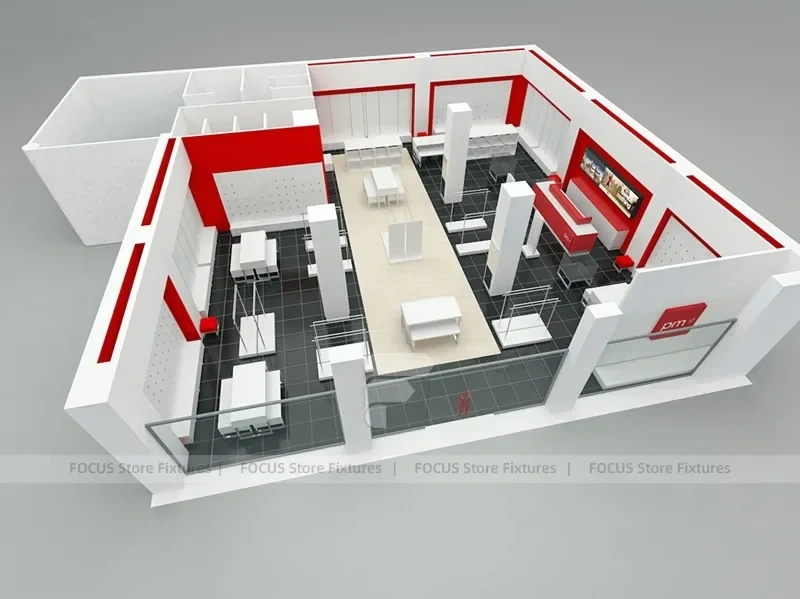 Red White Boutique Store Floor Plan Layout