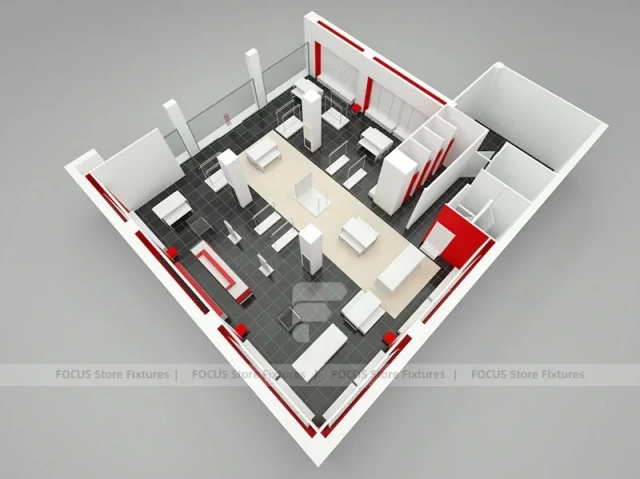 Red White Boutique Store Floor Plan Layout