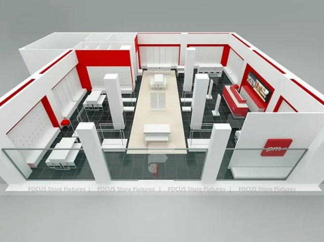 Red White Boutique Store Floor Plan Layout