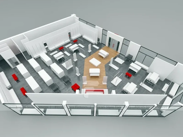 Red White Boutique Store Floor Plan Layout