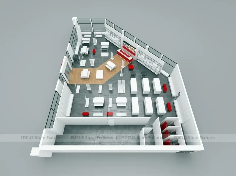 Red White Boutique Store Floor Plan Layout