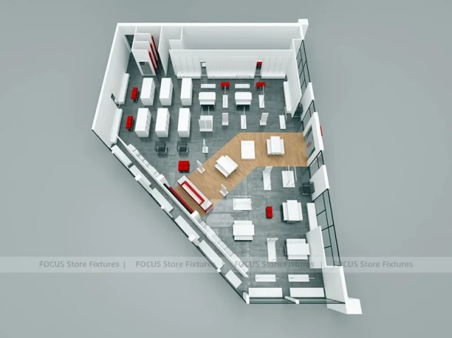 Red White Boutique Store Floor Plan Layout
