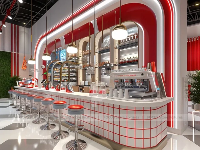 Red White Dessert Beverage Back Bar
