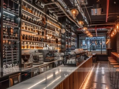 Red White Dessert Beverage Back Bar