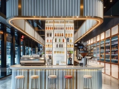 Red White Dessert Beverage Counter Layout