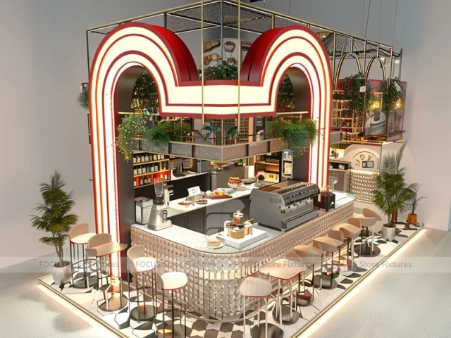Red White Dessert Beverage Counter Layout