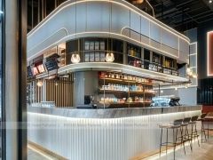 Red White Dessert Beverage Counter Layout