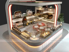 Red White Dessert Beverage Kiosk Model
