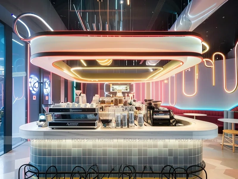 Red White Dessert Beverage Kiosk Model