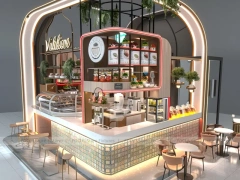 Red White Dessert Beverage Kiosk Model