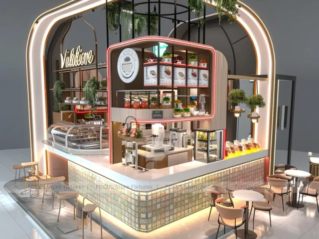 Red White Dessert Beverage Kiosk Model