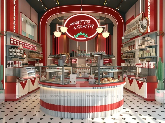 Red White Dessert Beverage Round Counter