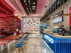 Red White Dessert Beverage Round Counter