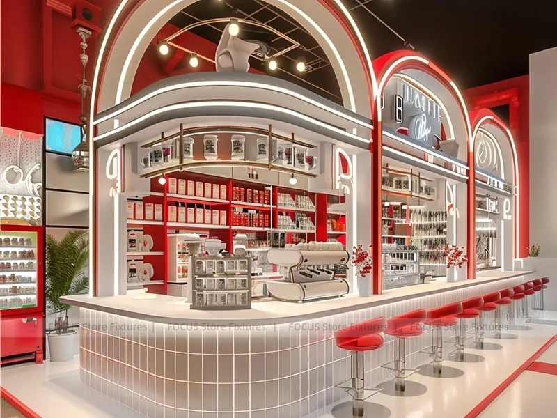 Red White Dessert Beverage Wall Counter
