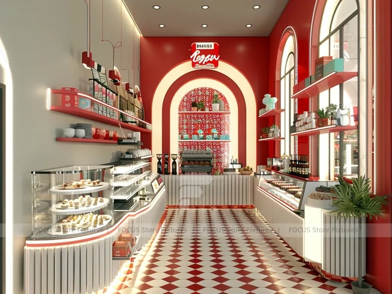 Red White Dessert Beverage Wall Counter
