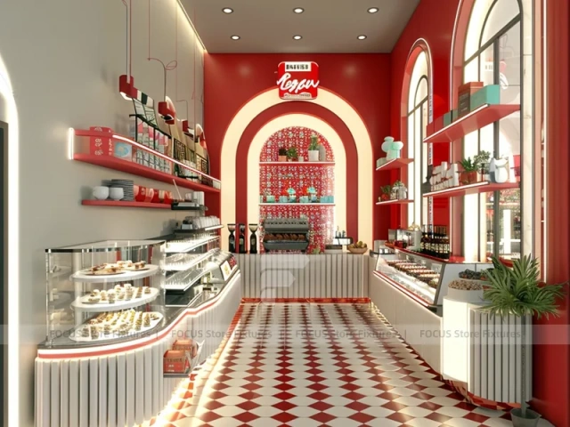 Red White Dessert Beverage Wall Counter