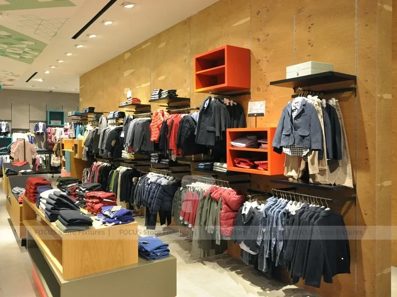Running Store Wall Shelving and Bench Display