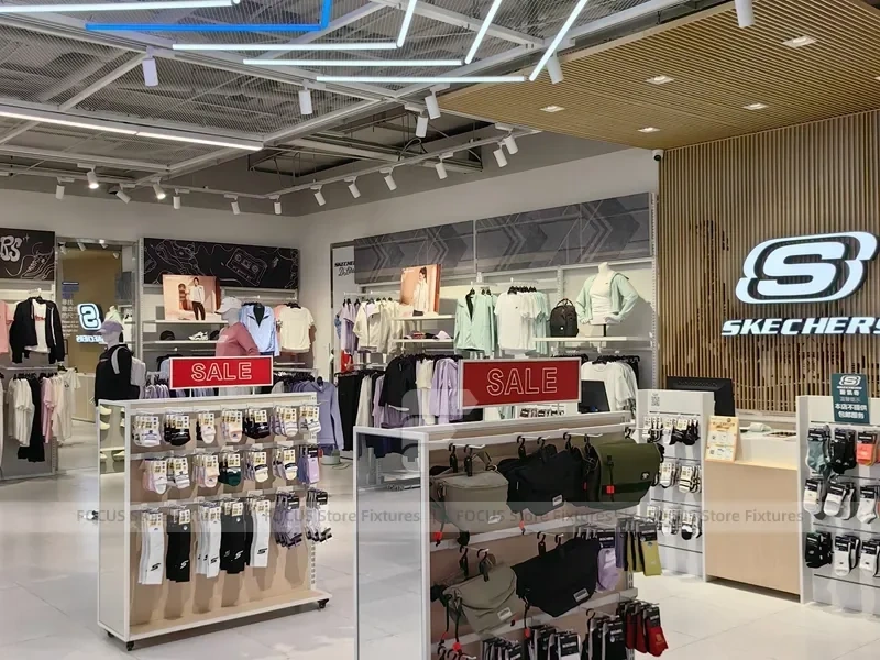 Skechers Sale Accessory Gondola and Apparel Display