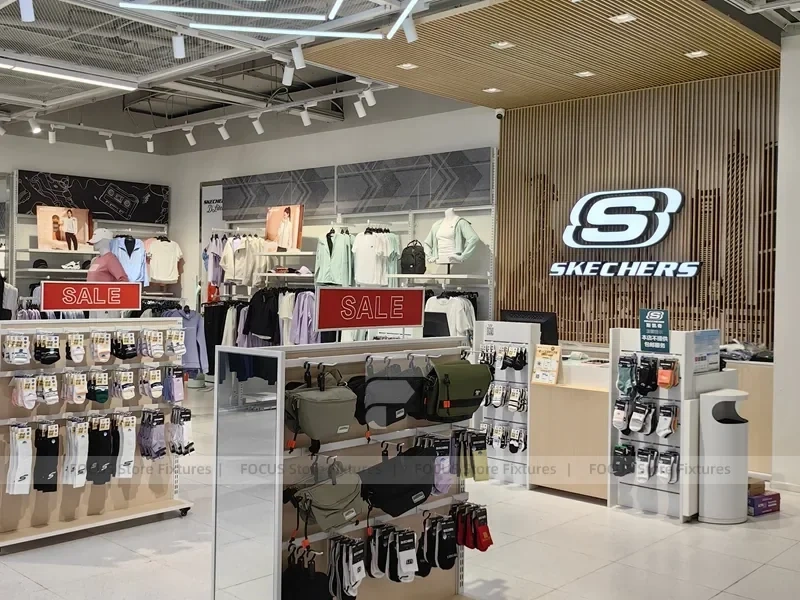 Skechers Sale Accessory Gondola and Apparel Display