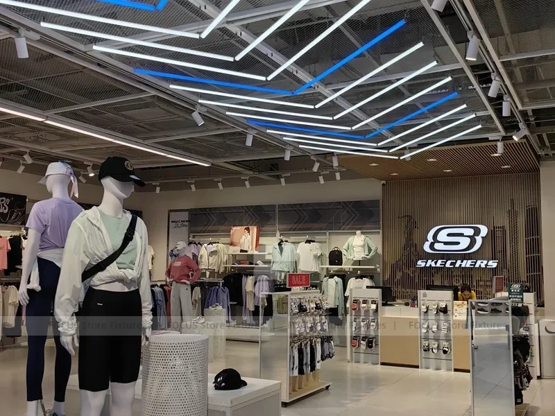 Skechers White Footwear and Apparel Wall Display