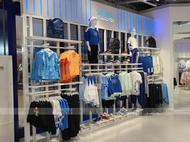 Skechers White Footwear and Apparel Wall Display