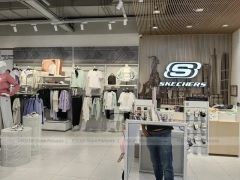 Skechers White Footwear and Apparel Wall Display