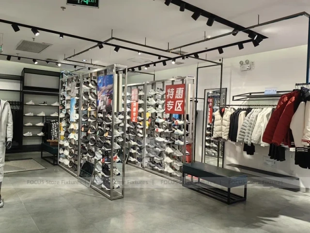 Sneaker Wall and Apparel Rack Store Display