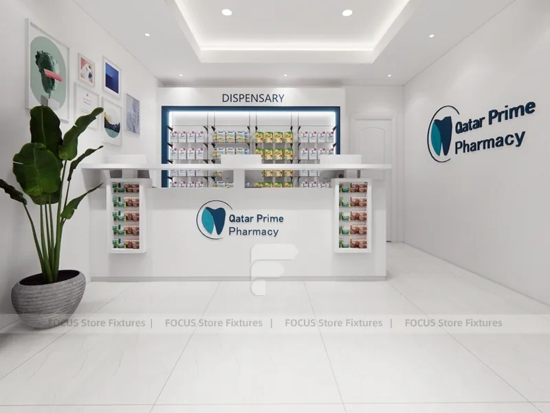 Solar Prime Pharmacy Counter and Gondola Display Layout